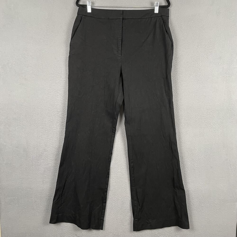 Boden Pants Womens 12L Black Flare Trousers Stretch Viscose Cotton Tall Dress